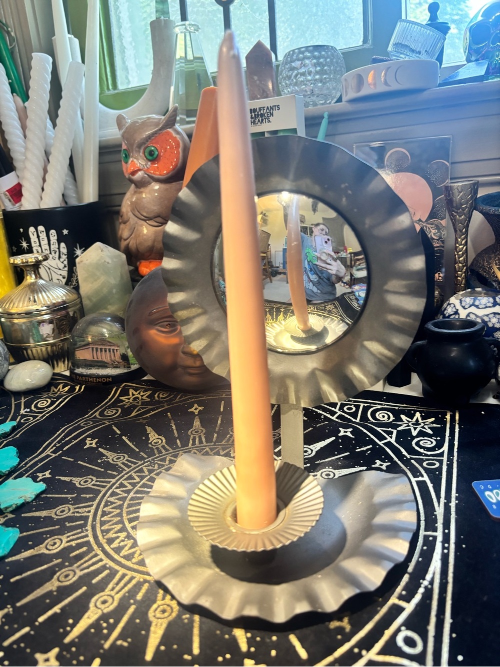 VINTAGE LENOX AMERICANA COLLECTION CANDLE MIRROR & WALL SCONCE! CREEPY! - Picture 3 of 13